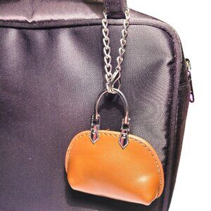NWOT Tan Faux Leather Purse Shaped Purse Charm or Keychain